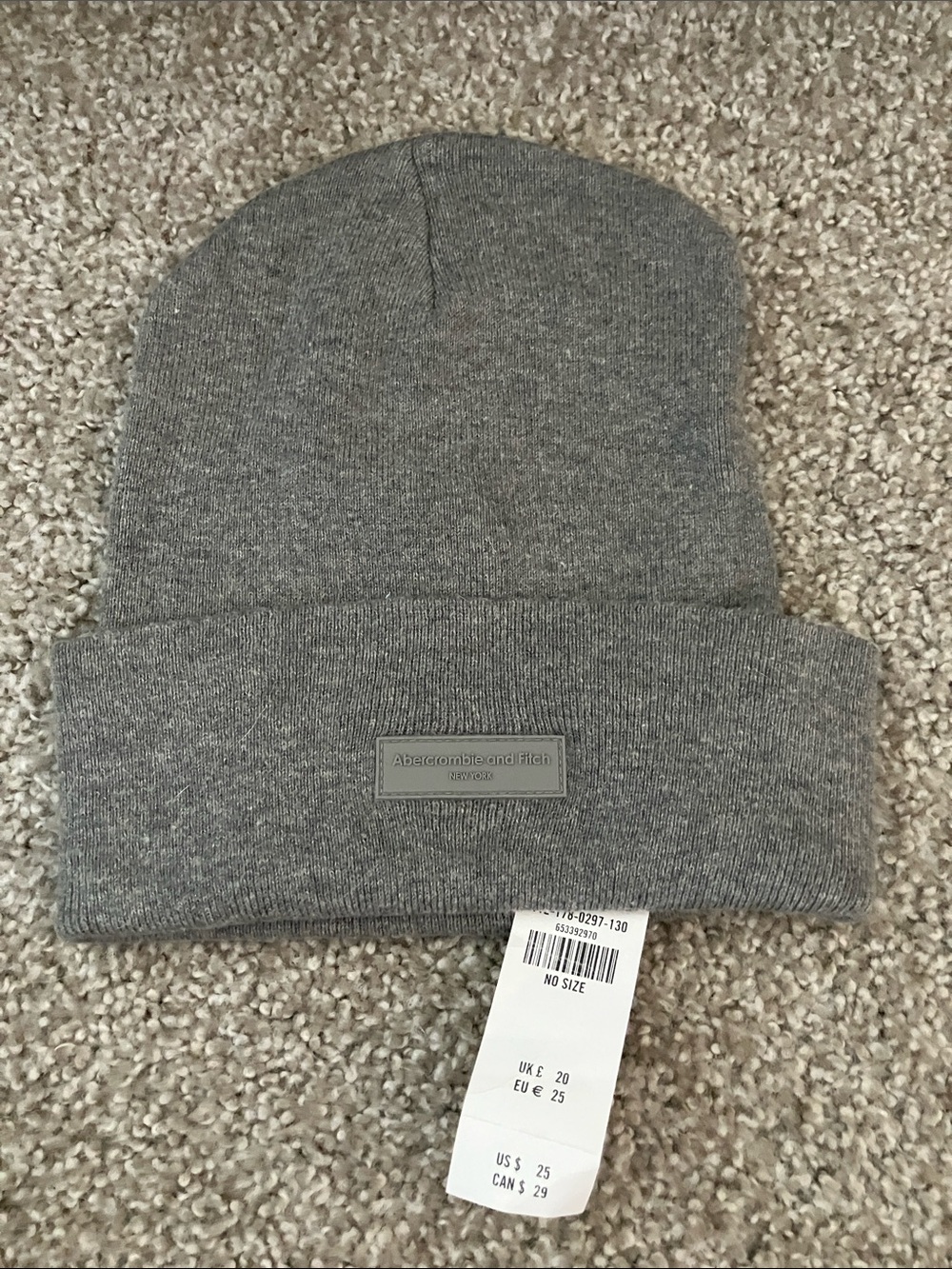 Abercrombie & Fitch Gray Cuffed Beanie Knit